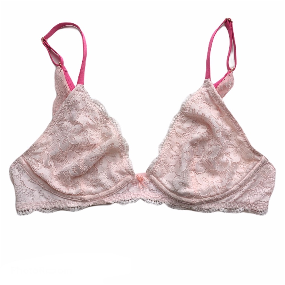 Aerie Happy Two Tone Pink Lace Underwire Bra